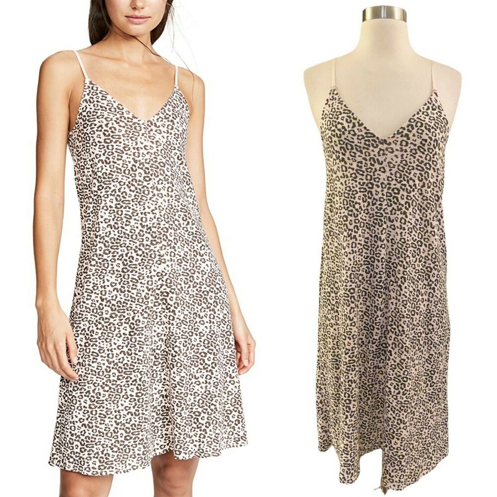 ATM Leopard Slip Dress Anthony Thomas Melillo Lunar Combo Sleeveless Cami Small